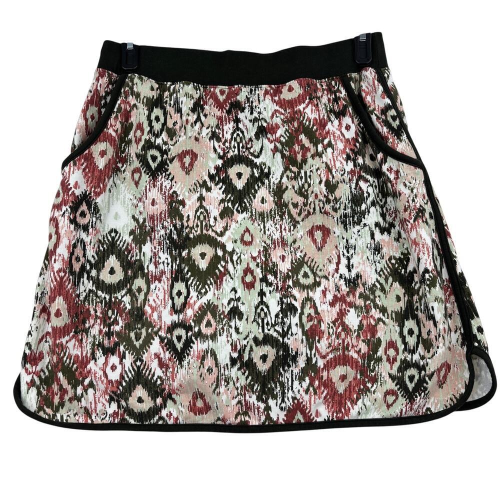 Denim & Co Active Skort Size M Brown‎ Ikat French Terry Pull On Shorts Lined